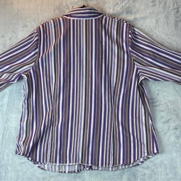 Jones New York  Shirt 2X Purple Stripes - Picture 2 of 12